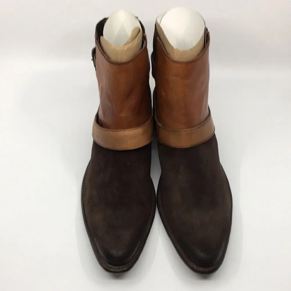 Marco Delli Tyler Ankle Boots mahogany suede and British tan leather Sz EU 42 M9